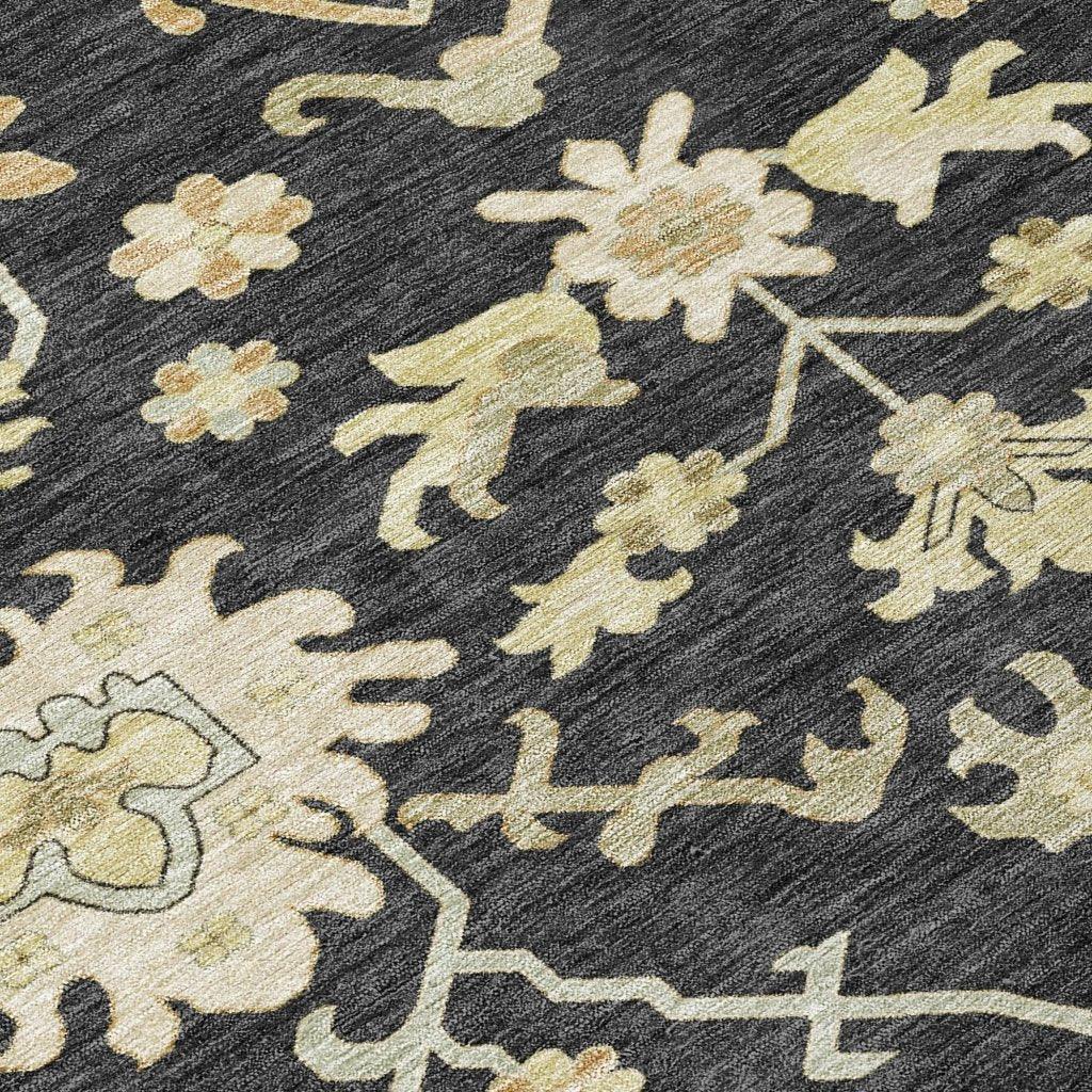 Louis Black Washable Indoor - Outdoor Rug - LOOMLAN - LOOMLAN Rugs - Outdoor Rugs