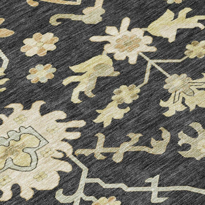Louis Black Washable Indoor - Outdoor Rug - LOOMLAN - LOOMLAN Rugs - Outdoor Rugs