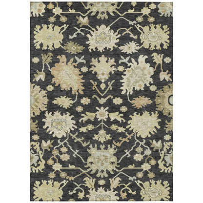 Louis Black Washable Indoor - Outdoor Rug - LOOMLAN - LOOMLAN Rugs - Outdoor Rugs