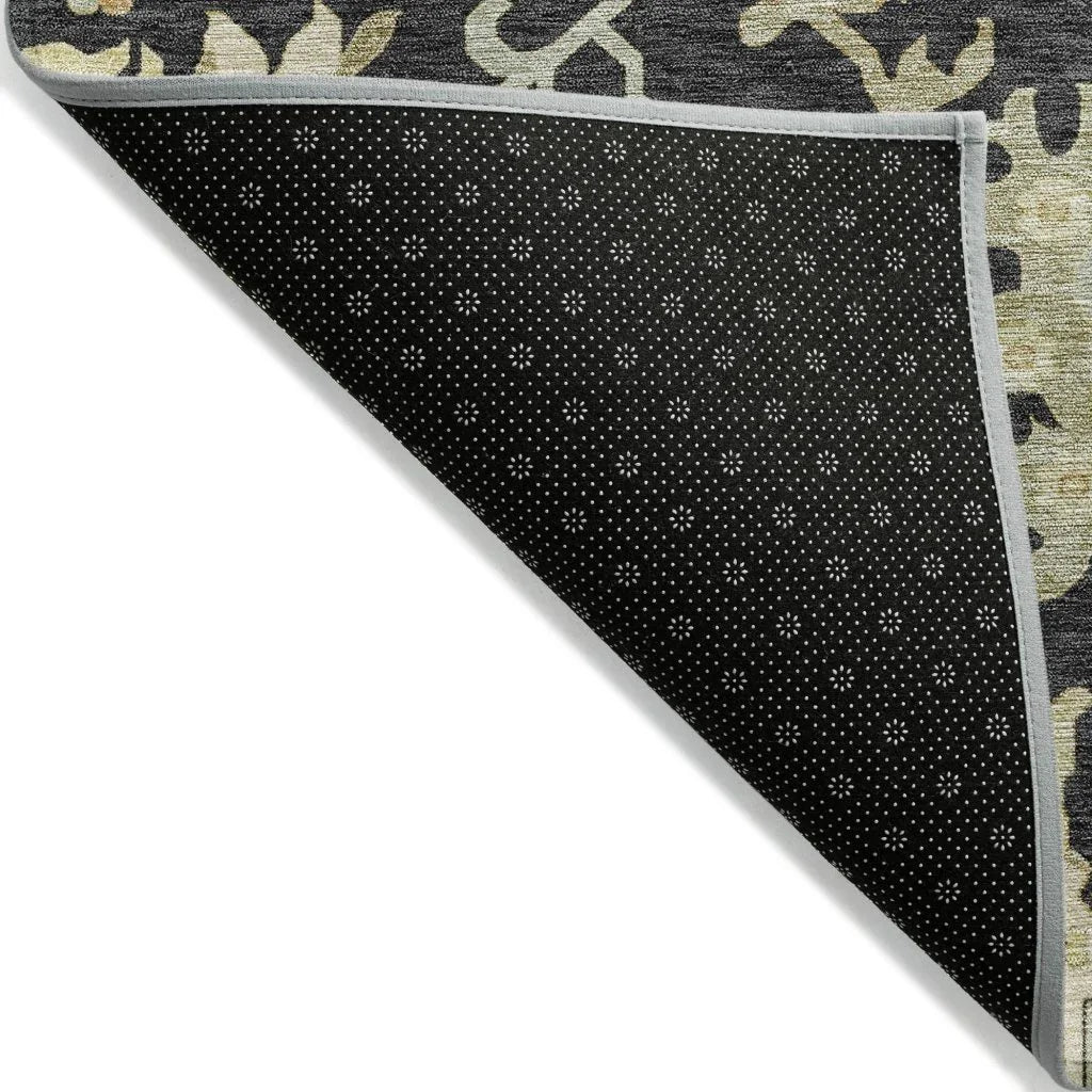 Louis Black Washable Indoor - Outdoor Rug - LOOMLAN - LOOMLAN Rugs - Outdoor Rugs