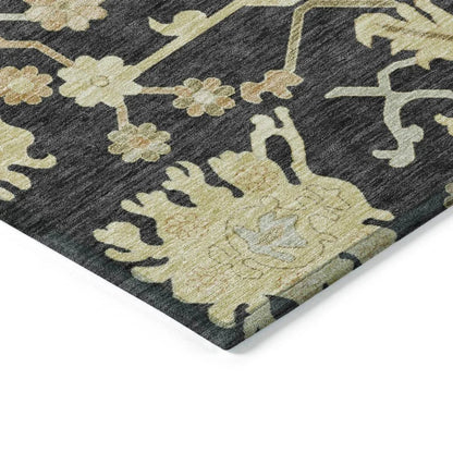Louis Black Washable Indoor - Outdoor Rug - LOOMLAN - LOOMLAN Rugs - Outdoor Rugs