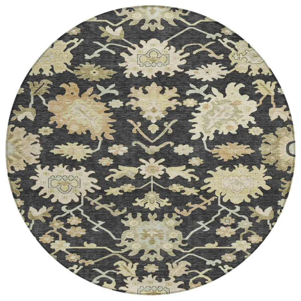 Louis Black Washable Indoor - Outdoor Rug - LOOMLAN - LOOMLAN Rugs - Outdoor Rugs