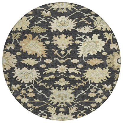 Louis Black Washable Indoor - Outdoor Rug - LOOMLAN - LOOMLAN Rugs - Outdoor Rugs