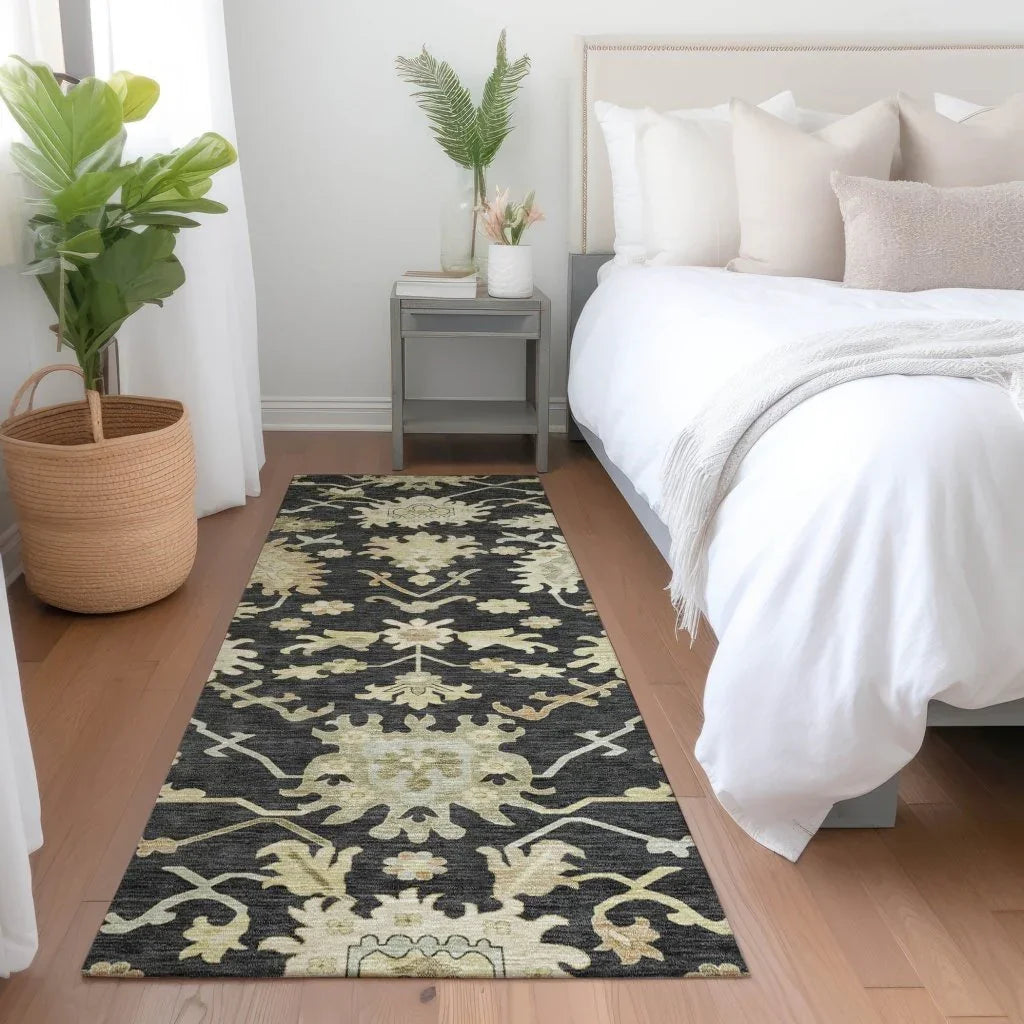 Louis Black Washable Indoor - Outdoor Rug - LOOMLAN - LOOMLAN Rugs - Outdoor Rugs