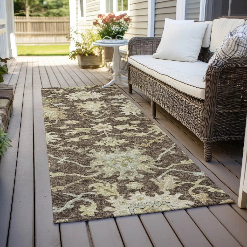 Louis Brown Washable Indoor - Outdoor Rug - LOOMLAN - LOOMLAN Rugs - Outdoor Rugs