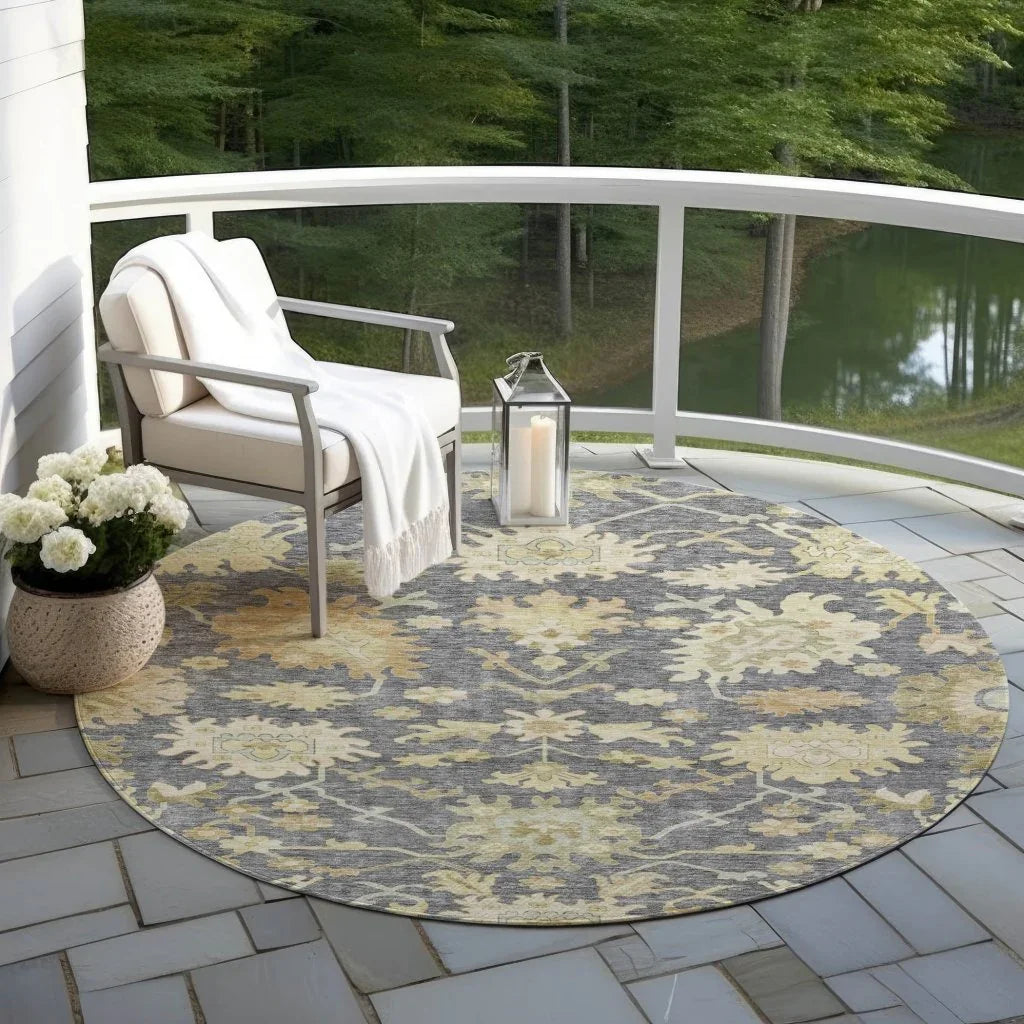 Louis Gray Washable Indoor - Outdoor Rug - LOOMLAN - LOOMLAN Rugs - Outdoor Rugs