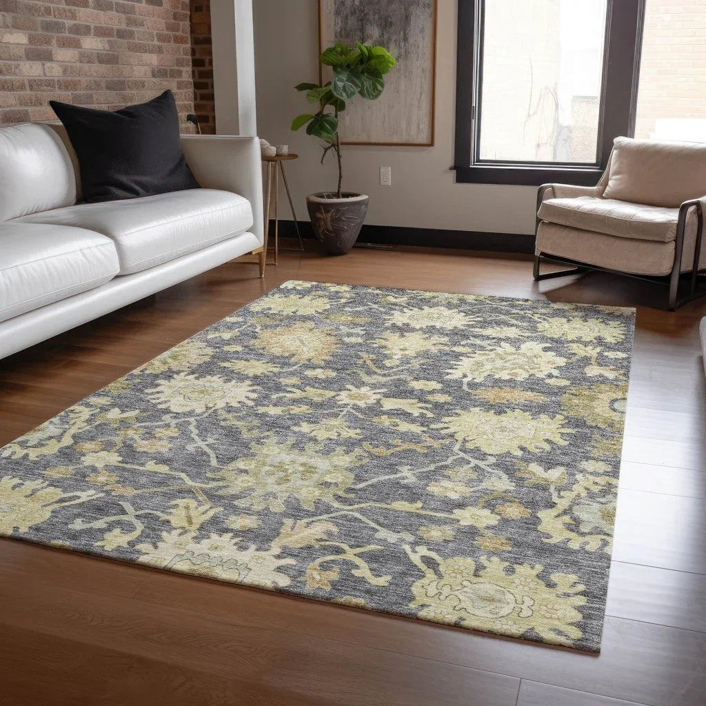 Louis Gray Washable Indoor - Outdoor Rug - LOOMLAN - LOOMLAN Rugs - Outdoor Rugs