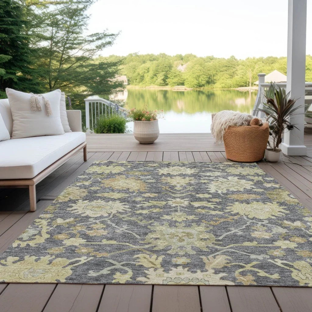 Louis Gray Washable Indoor - Outdoor Rug - LOOMLAN - LOOMLAN Rugs - Outdoor Rugs