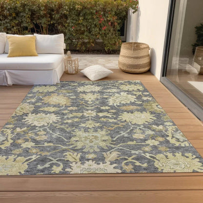 Louis Gray Washable Indoor - Outdoor Rug - LOOMLAN - LOOMLAN Rugs - Outdoor Rugs