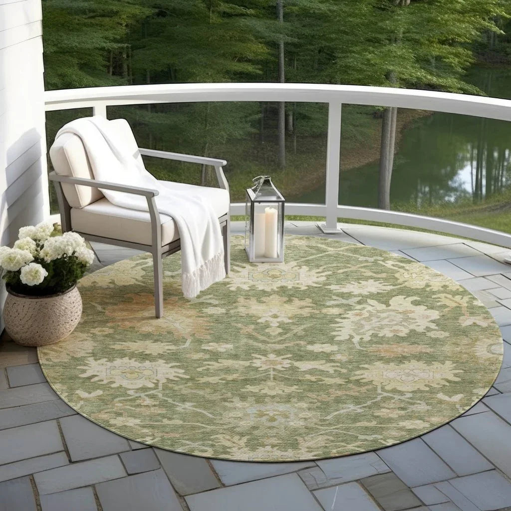 Louis Green Washable Indoor - Outdoor Rug - LOOMLAN - LOOMLAN Rugs - Outdoor Rugs
