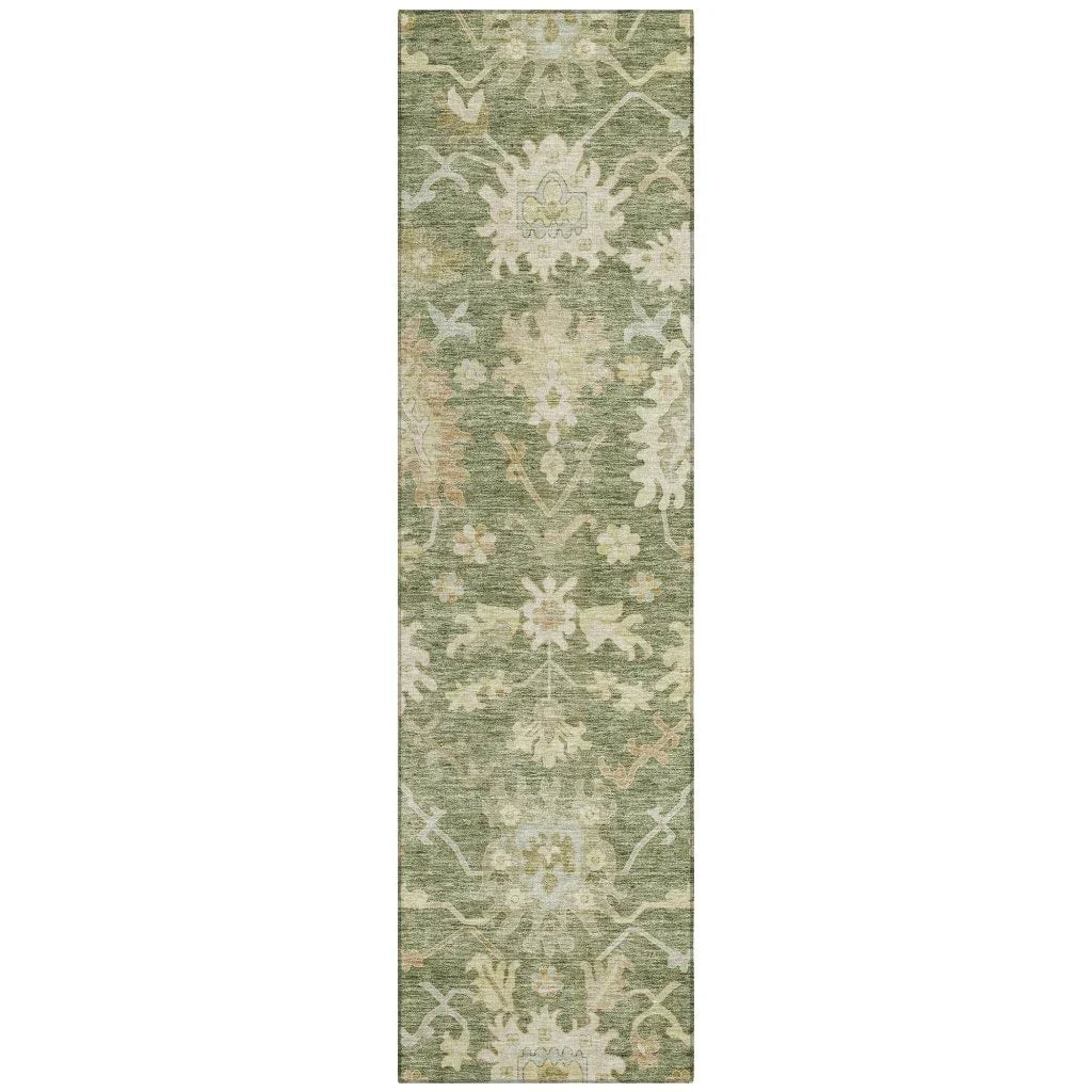 Louis Green Washable Indoor - Outdoor Rug - LOOMLAN - LOOMLAN Rugs - Outdoor Rugs
