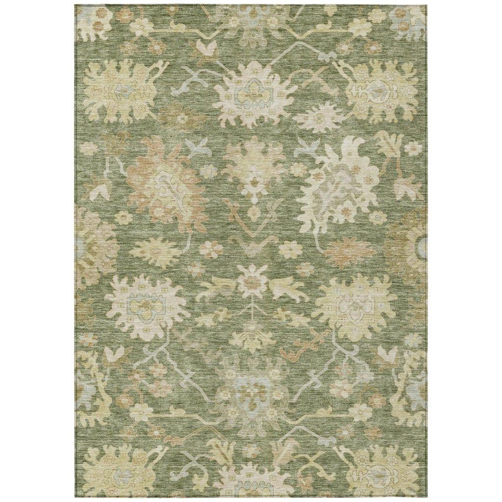 Louis Green Washable Indoor - Outdoor Rug - LOOMLAN - LOOMLAN Rugs - Outdoor Rugs