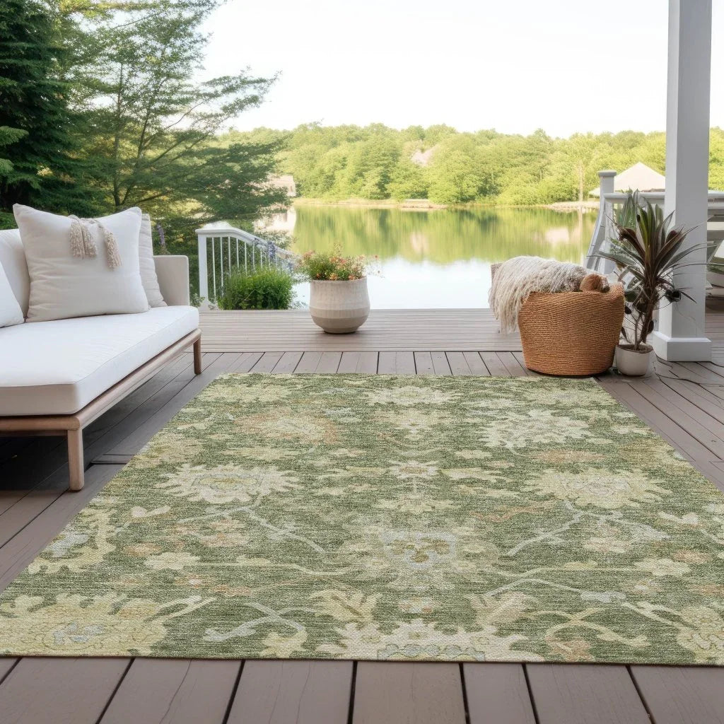 Louis Green Washable Indoor - Outdoor Rug - LOOMLAN - LOOMLAN Rugs - Outdoor Rugs