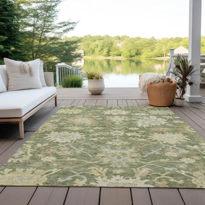 Louis Green Washable Indoor - Outdoor Rug - LOOMLAN - LOOMLAN Rugs - Outdoor Rugs