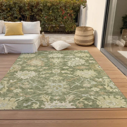 Louis Green Washable Indoor - Outdoor Rug - LOOMLAN - LOOMLAN Rugs - Outdoor Rugs