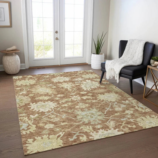 Louis Orange Washable Indoor - Outdoor Rug - LOOMLAN - LOOMLAN Rugs - Outdoor Rugs