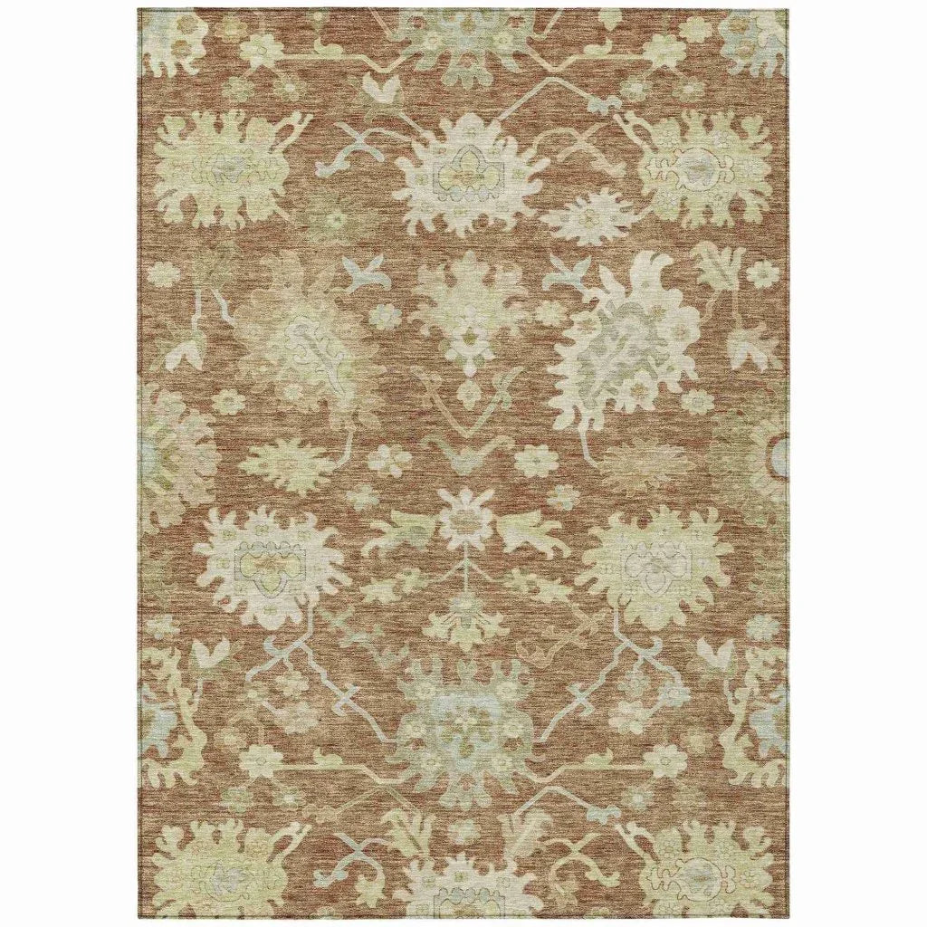 Louis Orange Washable Indoor - Outdoor Rug - LOOMLAN - LOOMLAN Rugs - Outdoor Rugs