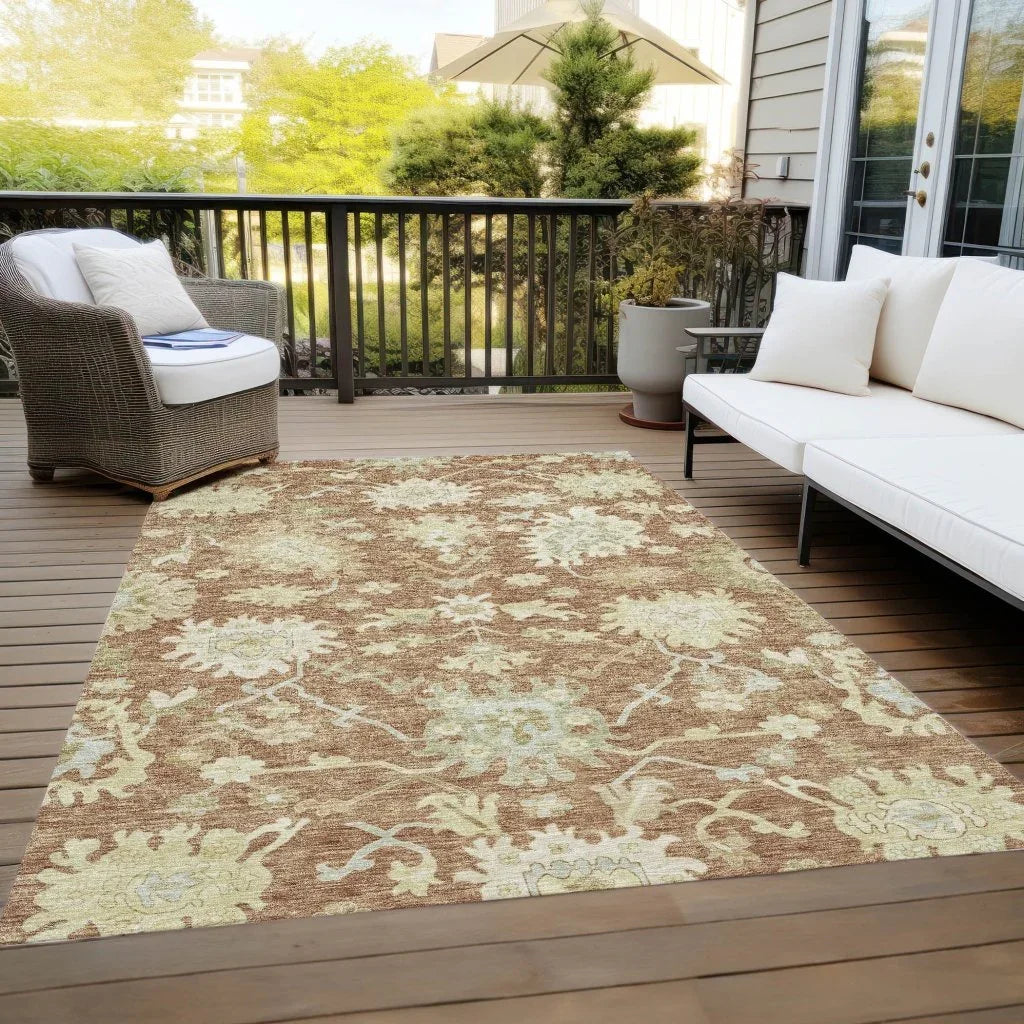 Louis Orange Washable Indoor - Outdoor Rug - LOOMLAN - LOOMLAN Rugs - Outdoor Rugs