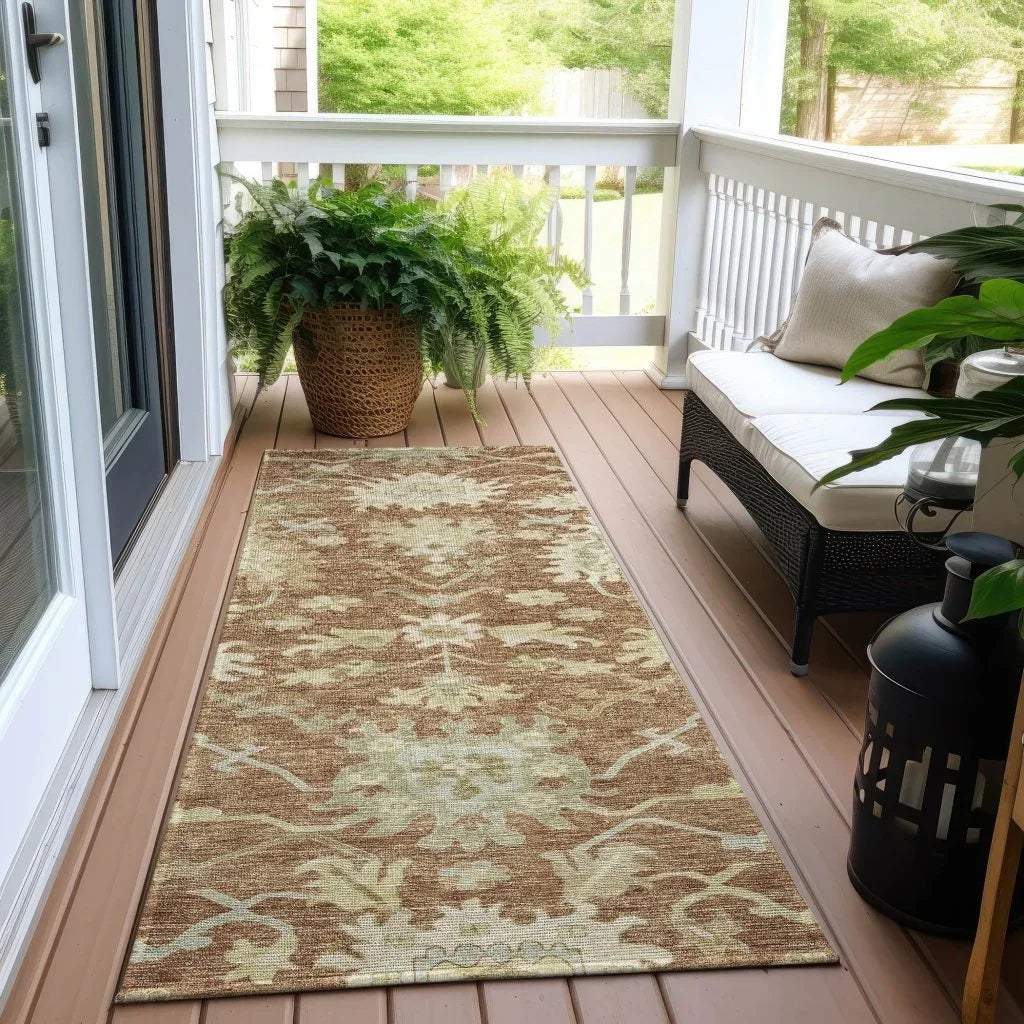 Louis Orange Washable Indoor - Outdoor Rug - LOOMLAN - LOOMLAN Rugs - Outdoor Rugs