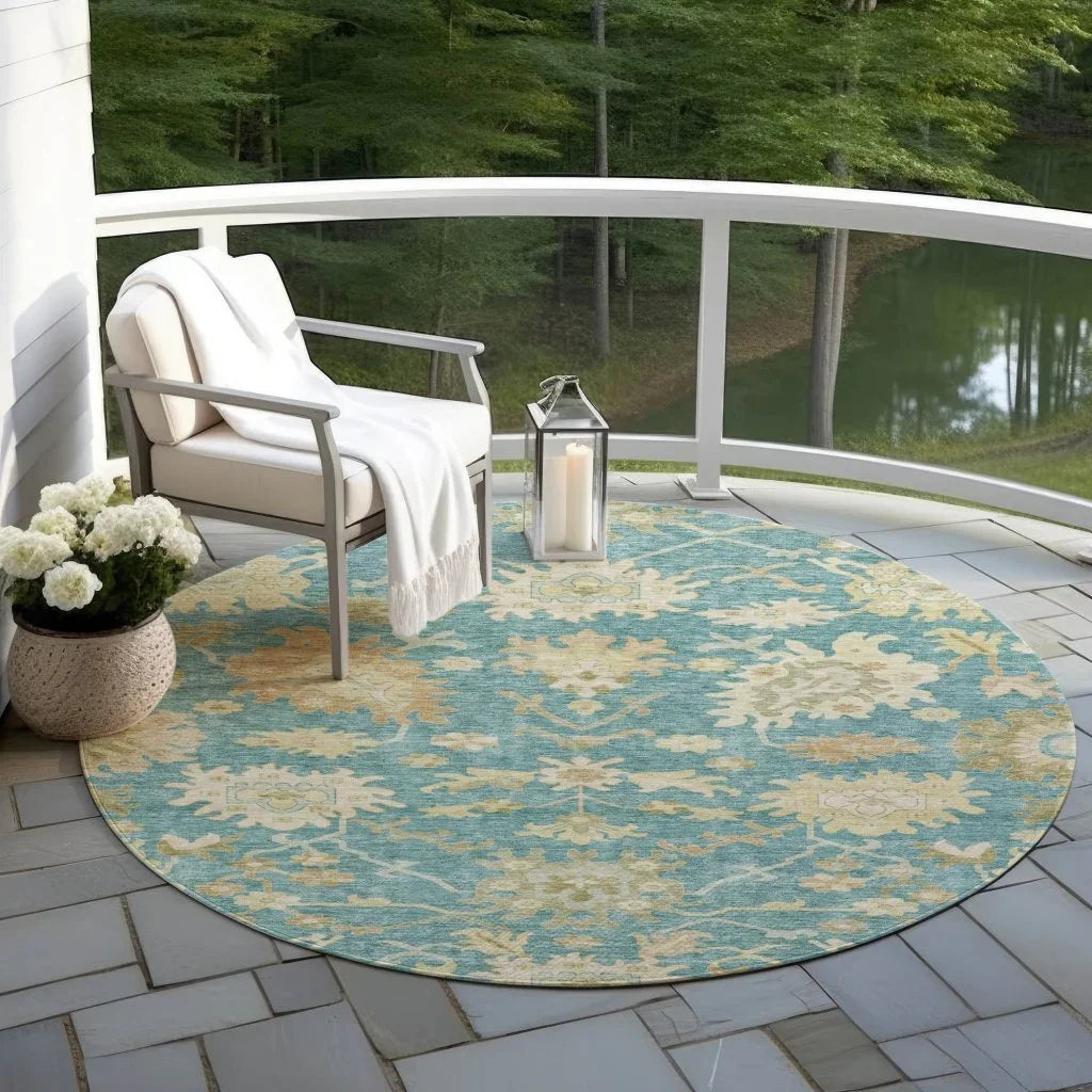 Louis Teal Washable Indoor - Outdoor Rug - LOOMLAN - LOOMLAN Rugs - Outdoor Rugs