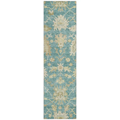 Louis Teal Washable Indoor - Outdoor Rug - LOOMLAN - LOOMLAN Rugs - Outdoor Rugs