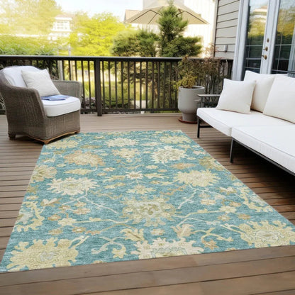 Louis Teal Washable Indoor - Outdoor Rug - LOOMLAN - LOOMLAN Rugs - Outdoor Rugs