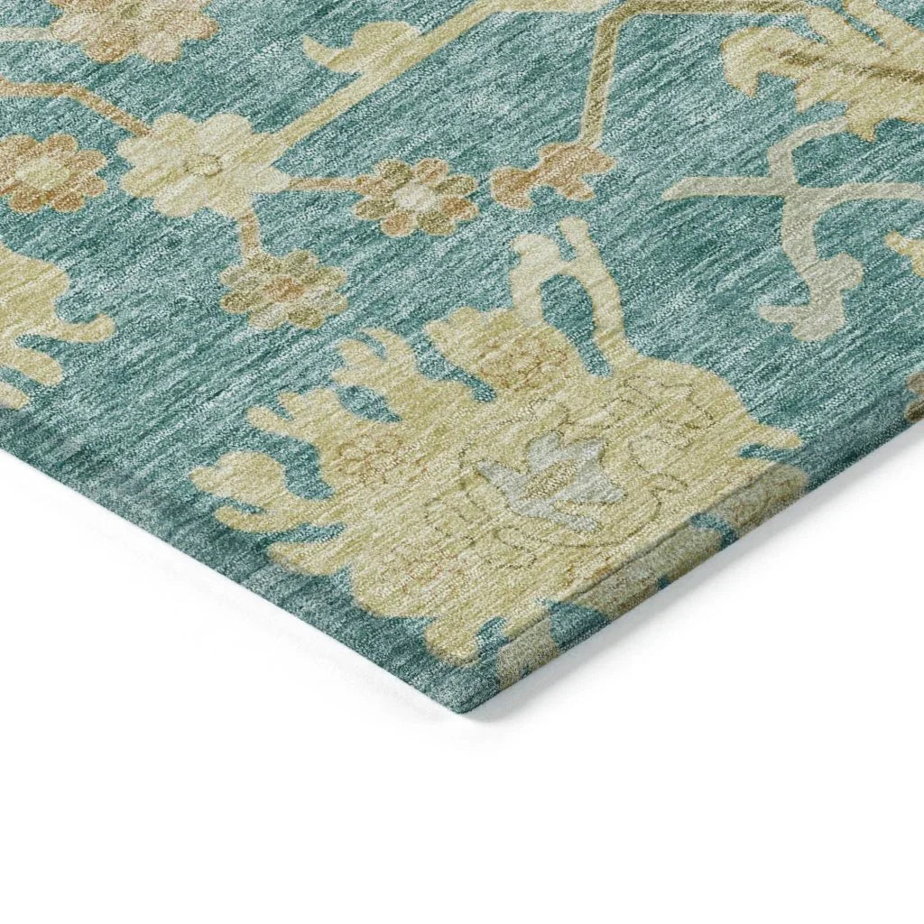 Louis Teal Washable Indoor - Outdoor Rug - LOOMLAN - LOOMLAN Rugs - Outdoor Rugs