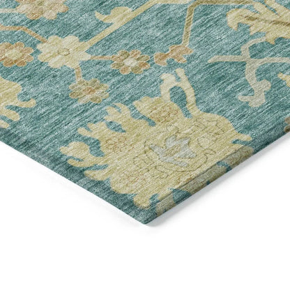 Louis Teal Washable Indoor - Outdoor Rug - LOOMLAN - LOOMLAN Rugs - Outdoor Rugs