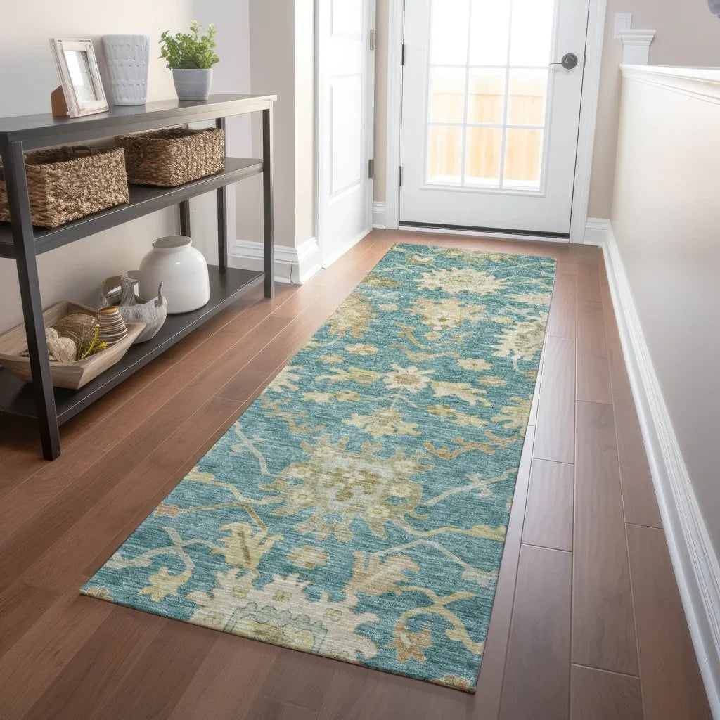 Louis Teal Washable Indoor - Outdoor Rug - LOOMLAN - LOOMLAN Rugs - Outdoor Rugs