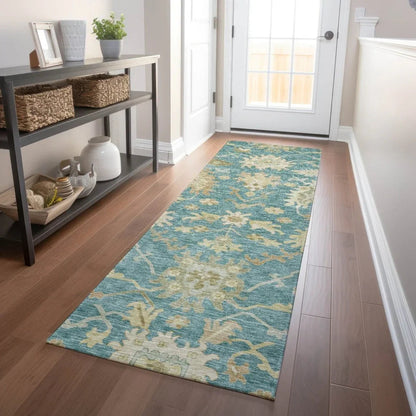 Louis Teal Washable Indoor - Outdoor Rug - LOOMLAN - LOOMLAN Rugs - Outdoor Rugs