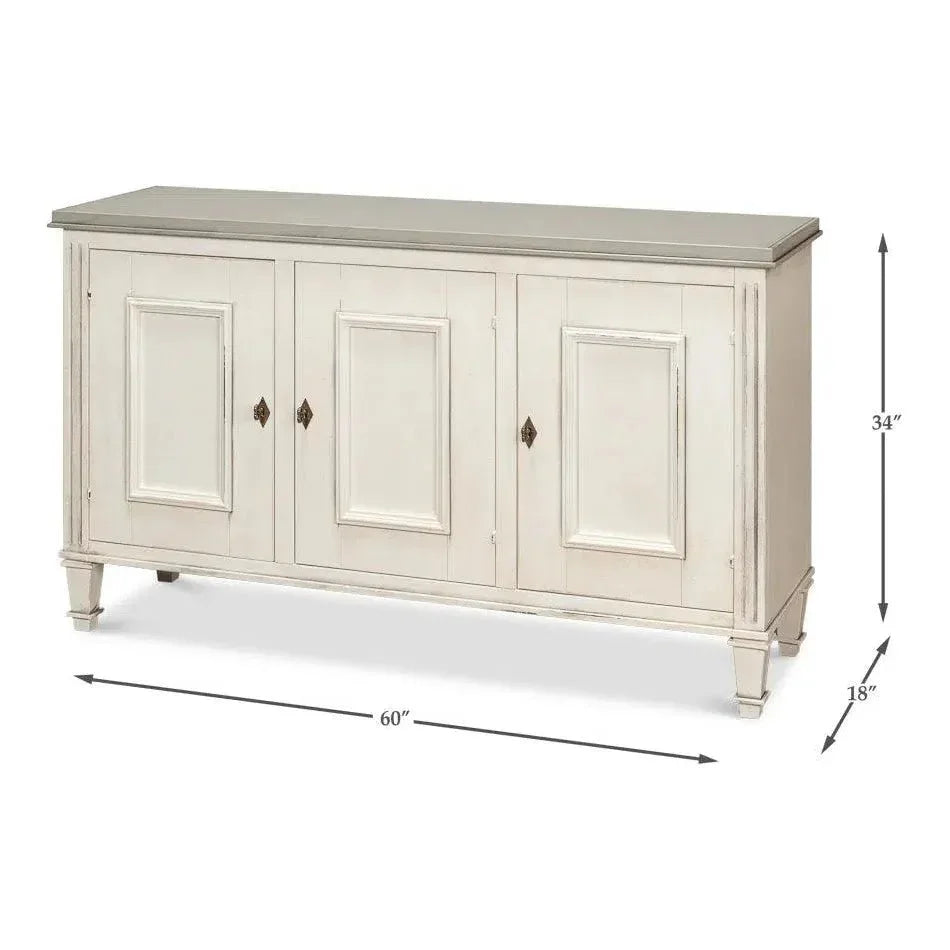 Louis Xvi 3 Door Buffet For Dining Room Quartz - LOOMLAN - Sarreid - Sideboards