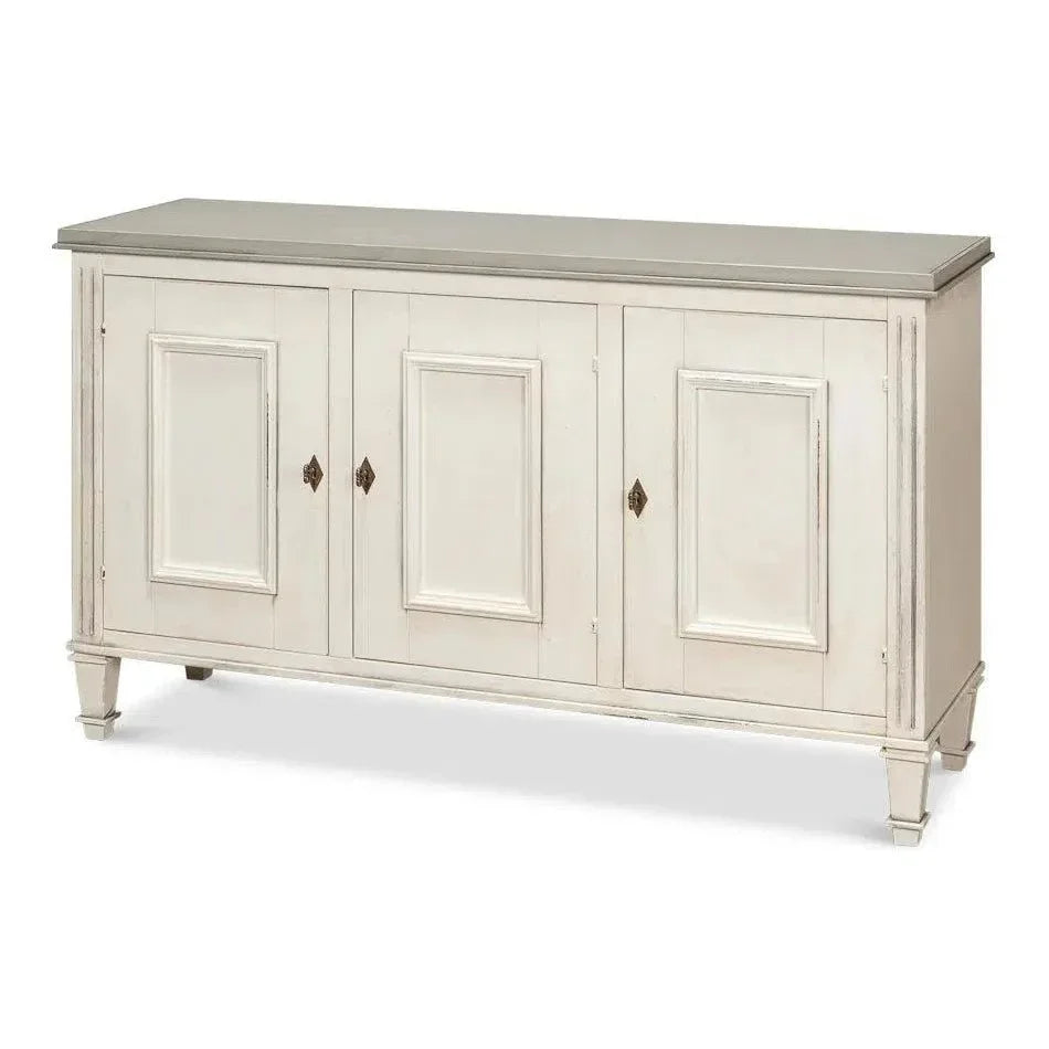 Louis Xvi 3 Door Buffet For Dining Room Quartz - LOOMLAN - Sarreid - Sideboards