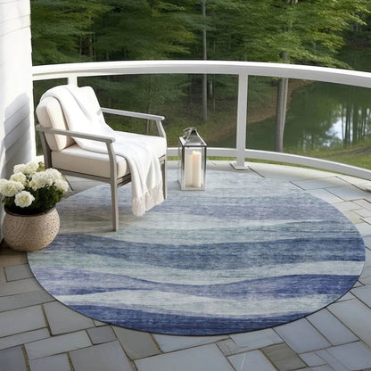 Louisa Blue Washable Indoor - Outdoor Rug - LOOMLAN - LOOMLAN Rugs - Outdoor Rugs