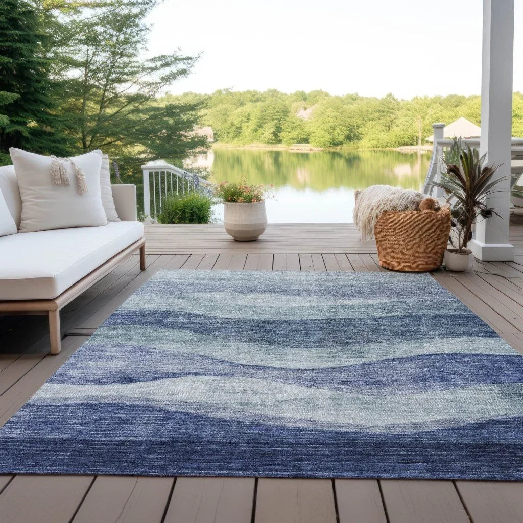Louisa Blue Washable Indoor - Outdoor Rug - LOOMLAN - LOOMLAN Rugs - Outdoor Rugs