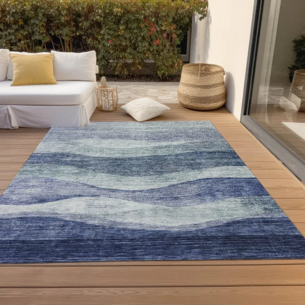 Louisa Blue Washable Indoor - Outdoor Rug - LOOMLAN - LOOMLAN Rugs - Outdoor Rugs