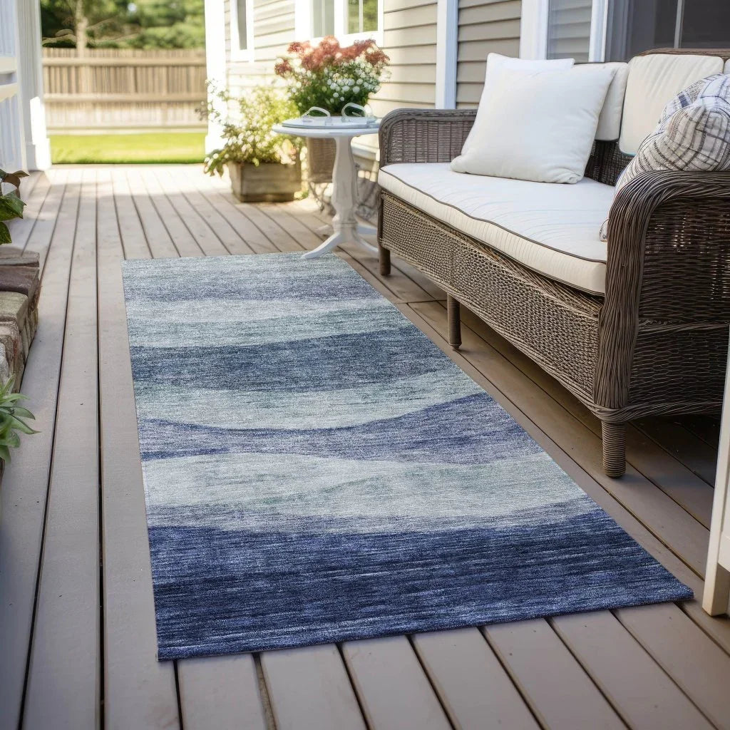 Louisa Blue Washable Indoor - Outdoor Rug - LOOMLAN - LOOMLAN Rugs - Outdoor Rugs
