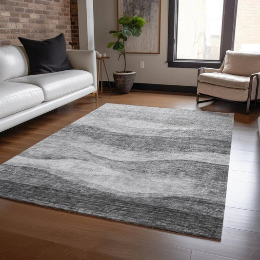 Louisa Gray Washable Indoor - Outdoor Rug - LOOMLAN - LOOMLAN Rugs - Outdoor Rugs