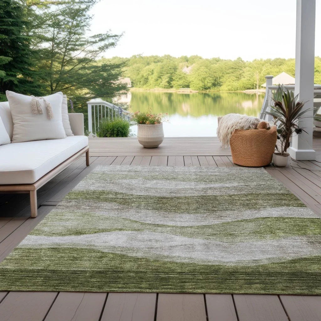 Louisa Green Washable Indoor - Outdoor Rug - LOOMLAN - LOOMLAN Rugs - Outdoor Rugs