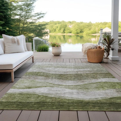 Louisa Green Washable Indoor - Outdoor Rug - LOOMLAN - LOOMLAN Rugs - Outdoor Rugs