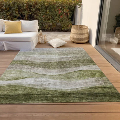 Louisa Green Washable Indoor - Outdoor Rug - LOOMLAN - LOOMLAN Rugs - Outdoor Rugs