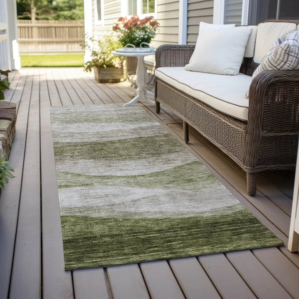 Louisa Green Washable Indoor - Outdoor Rug - LOOMLAN - LOOMLAN Rugs - Outdoor Rugs