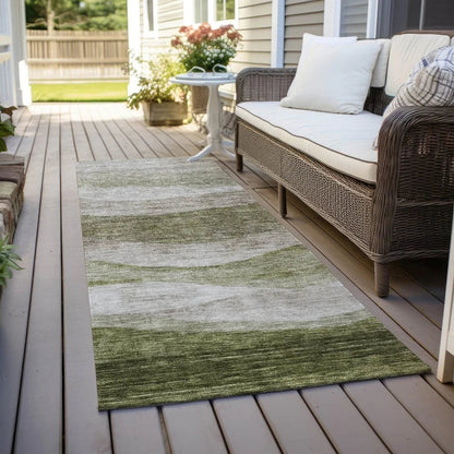 Louisa Green Washable Indoor - Outdoor Rug - LOOMLAN - LOOMLAN Rugs - Outdoor Rugs