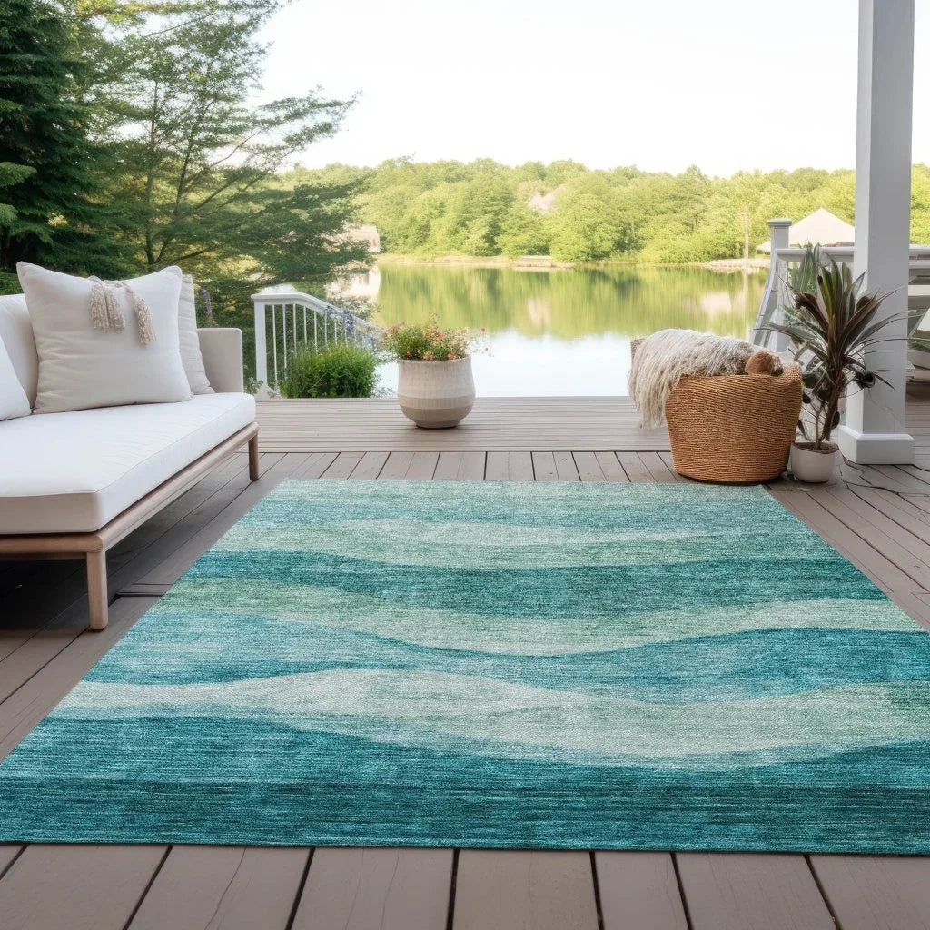 Louisa Teal Washable Indoor - Outdoor Rug - LOOMLAN - LOOMLAN Rugs - Outdoor Rugs