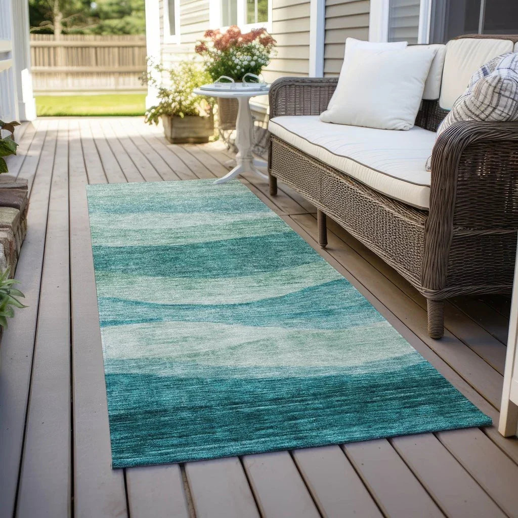 Louisa Teal Washable Indoor - Outdoor Rug - LOOMLAN - LOOMLAN Rugs - Outdoor Rugs