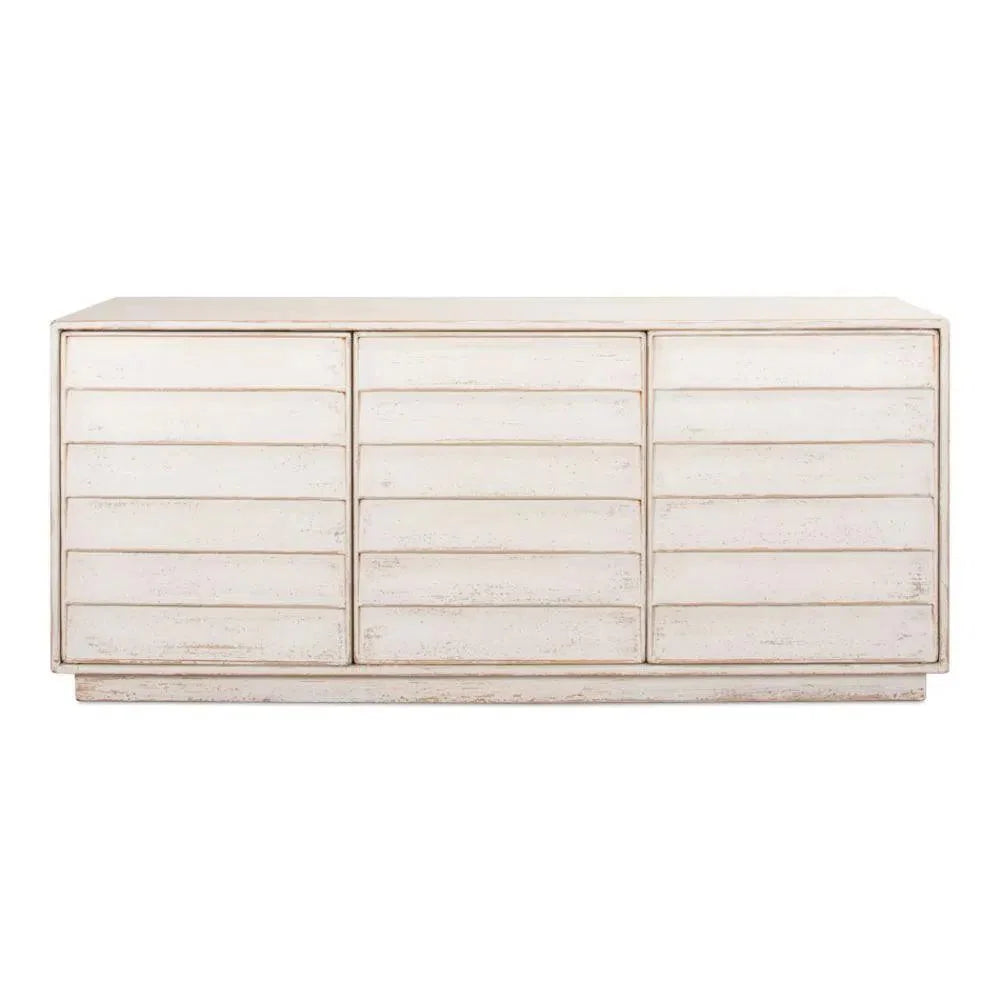 Louvered Sideboard Whitewash Cabinet For Living Room - LOOMLAN - Sarreid - Sideboards