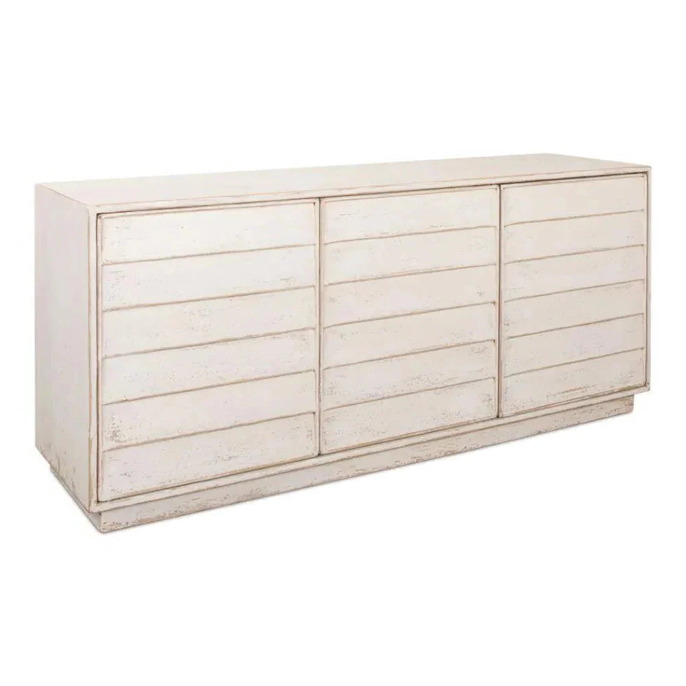 Louvered Sideboard Whitewash Cabinet For Living Room - LOOMLAN - Sarreid - Sideboards