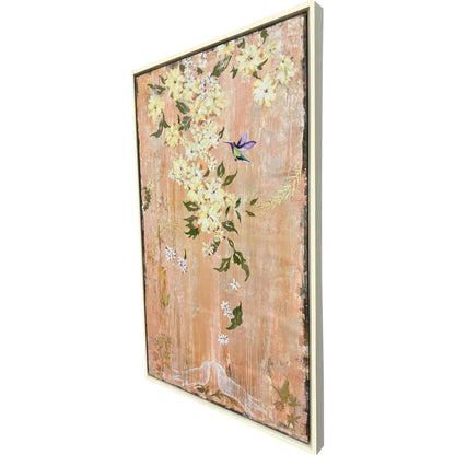 Love Birds Wood Frame Pink Canvas Art