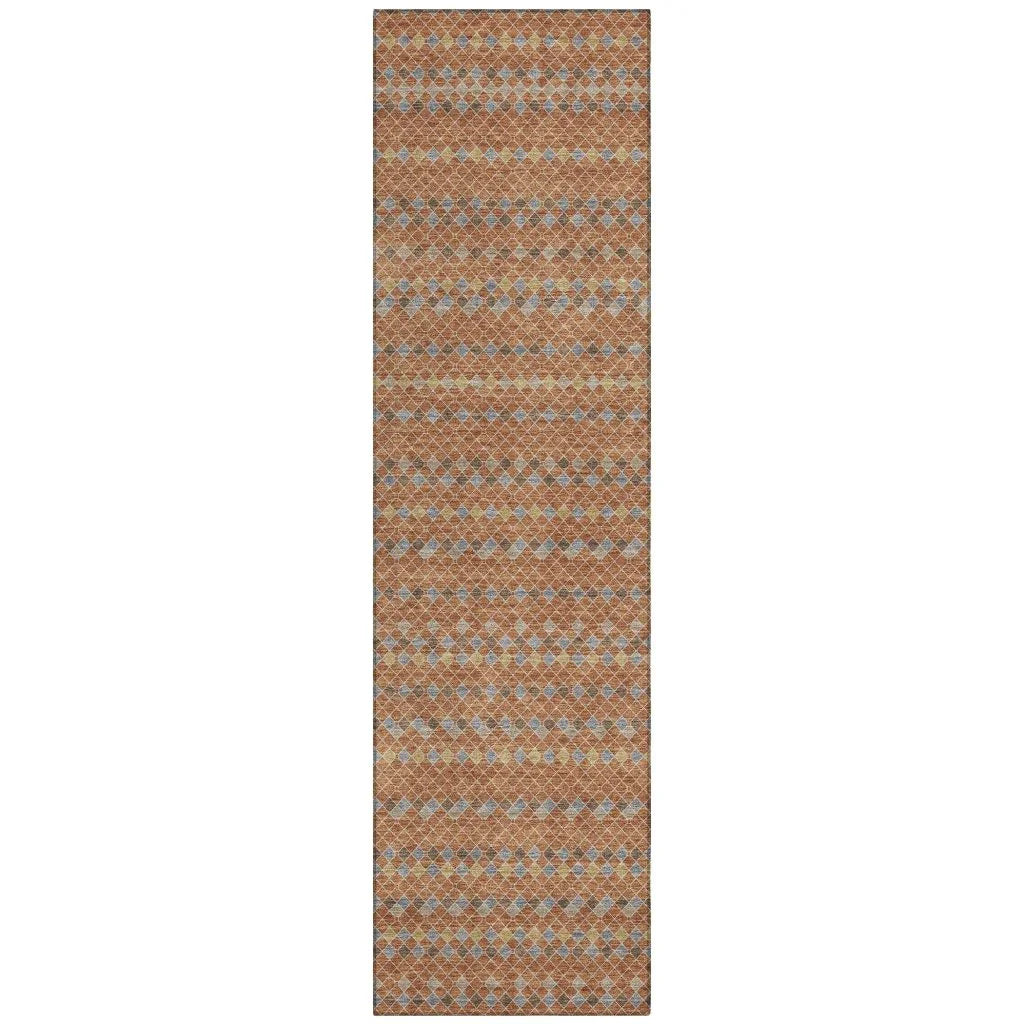 Lozenza Orange Washable Indoor - Outdoor Rug - LOOMLAN - LOOMLAN Rugs - Outdoor Rugs