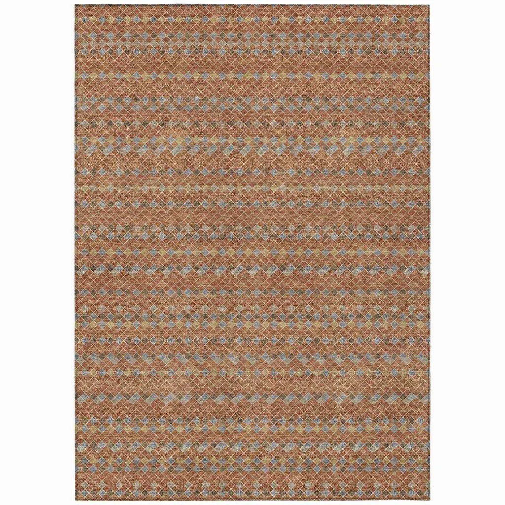 Lozenza Orange Washable Indoor - Outdoor Rug - LOOMLAN - LOOMLAN Rugs - Outdoor Rugs