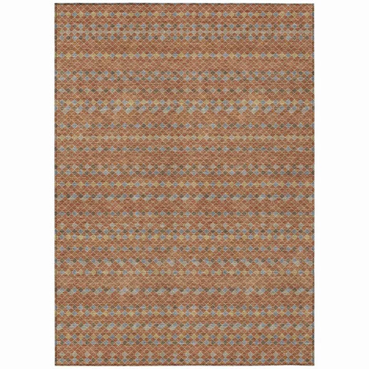 Lozenza Orange Washable Indoor - Outdoor Rug - LOOMLAN - LOOMLAN Rugs - Outdoor Rugs
